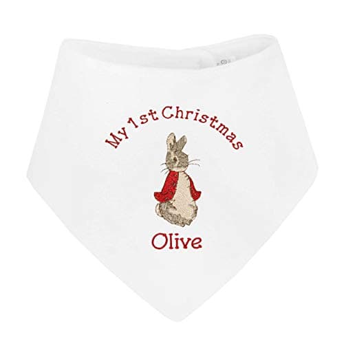Image of Sew Sew Special Baby’s Little Rabbit Personalised My 1st Christmas Bandana Bib