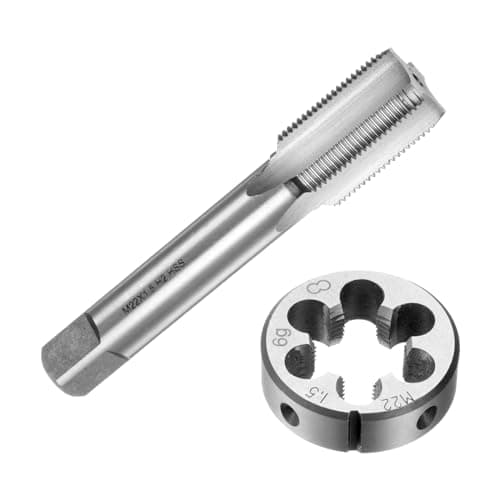 Image of sourcing map 2pcs Tap and Die Set, Metric M22 x 1.5 Thread Taps & Round Die, Tapping Threading Tool Tap & Die Kit for Nut Screw Bolt Thread Repair
