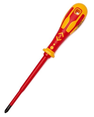 Image of C.K Dextro VDE Slim Phillips Screwdriver PH2 x 125mm Thin, Electricians Insulated Philips Screwdrivers, Recessed Screws, 10,000v Test, Electrical Terminal Screw Driver, Heavy Duty Hand Tools T49242-2