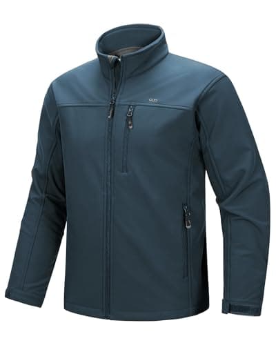 Image of 33,000ft Mens Waterproof Jackets Fleece Lining Softshell Jackets mens Outdoor Windproof Work Hiking Jackets for Men with Zip Pocket Midnight Blue L