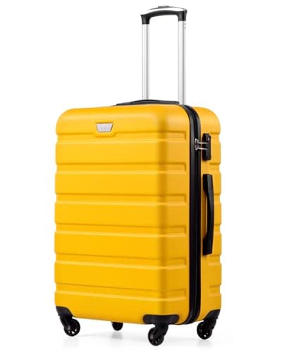 Image of COOLIFE 28 Inch Large Suitcase for Checked Luggage, Business Trip, ABS+PC, Lightweight Hard Shell Luggage with 360°Rubber Spinner Wheels, YKK Zipper, Telescopic Handle, TSA Lock, Lemon Yellow