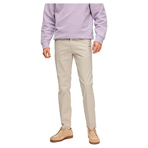 Image of SELECTED HOMME Men's Chino Trousers, Moonstruck, 34 W/32 L