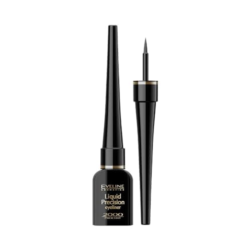 Image of Eveline Cosmetics Eveline Liquid Precision Eyeliner 2000% - Ultra Black, Long-Lasting, Smudge-Proof Eye Makeup, Vegan, 4ml