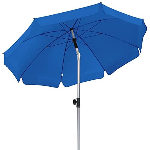 Image of LIFERUN 2x2m Garden Parasol with Tilting Function & 8 Steel Ribs, Base Not Included, UV50+ Sun Protection Market Umbrella, Patio Shade for Outdoor Dining, Balcony & Terrace, Blue