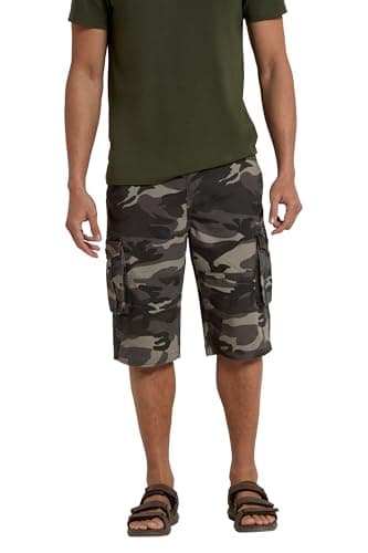 Image of Mountain Warehouse Mens Camo Cargo Shorts - 100% Cotton Twill Short Trousers, Lightweight Pants, Breathable, Durable Shorts - Spring Summer, Hiking, Walking, Beach Black Camo Men's W36