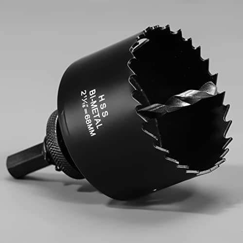 Image of 68mm Hole Saw, HSS Bi-Metal Hole Cutter with Pilot Bit for Plate Steel, Sheet Iron, Ceiling Board, Wood and Plasterboard, Black