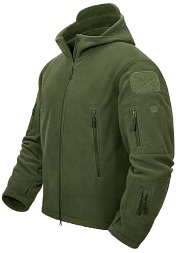 Image of TACVASEN Windproof Men's Military Fleece Combat Jacket Tactical Hoodies, Green, XXL