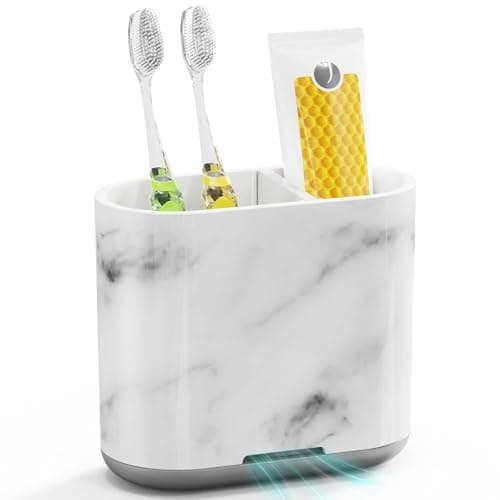 Image of PARKMANI Electric Toothbrush Holders for Bathrooms, Toothbrush and Toothpaste Holder, Detachable Bathroom Toothbrush Caddy With Drainage for Family, Kids (Grey Marble Grain, Medium)