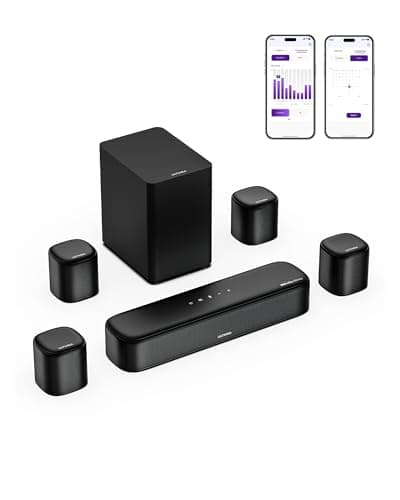 Image of ULTIMEA 7.1ch Sound Bar with Dolby Atmos, Surround Sound System for TV with 4 Surround Speakers, Sound Bar for Smart TV with App Control, Soundbar with Subwoofer for Home Theater, HDMI eARC, Aura A60