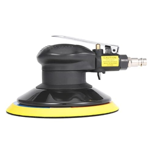 Image of Professional Air Random Orbital Sander, 6-Inch Pneumatic Dual Action Palm Sander/Polisher, 10,000 RPM Variable Speed with Hook & Loop Pad for Auto Body, Woodworking & Metal (Black, 150mm)