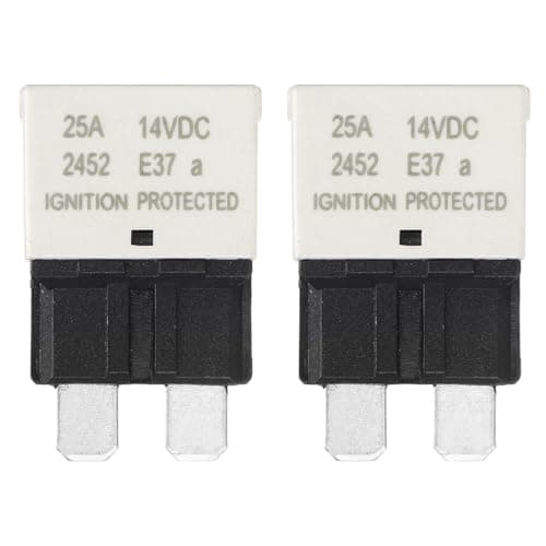 Image of sourcing map Automotive Resettable Fuse, 14V DC 25A E37 Low Profile ATC/ATO Automotive Blade Circuit Breaker Reset Fuses for Car, Truck, RV, SUV, Marine, Boat, Motorcycle, Pack of 2