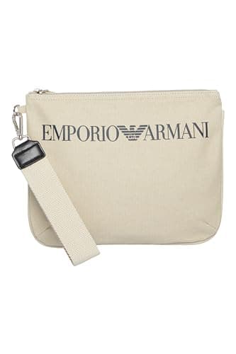 Image of Emporio Armani Unisex Unisex Logo Pouch Bag, Pearl Grey, One Size