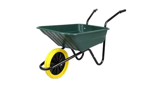 Image of Barrow in a Box Shire 90L Green Wheelbarrow, The Walsall Wheelbarrow Company, Lightweight Polypropylene Wheelbarrow with Puncture Proof Wheel