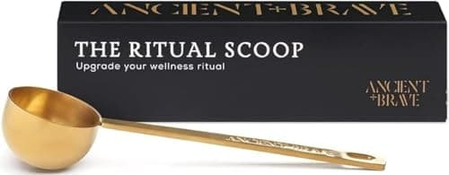Image of Ancient + Brave - Ritual Scoop - Gold Finished Stainless Steel Measuring Spoon - Approximate Measure - Perfect Measuring Spoons for Collagen Supplements - Includes Gift Box