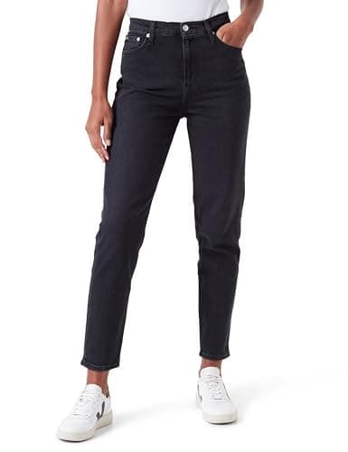 Image of Calvin Klein Women’s Mom Fit Jeans, Black (Denim Black), 34W