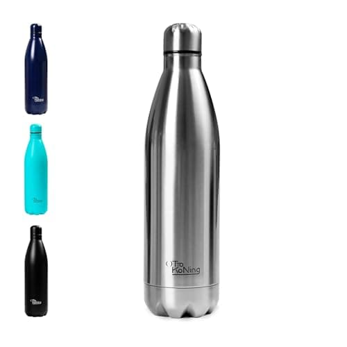 Image of Water Bottle Otto Koning 1L - 1 Litre Stainless Steel Vacuum Insulated Flask - Keeps Cold 24h / Hot 12h - Large Leak Proof & BPA Free Metal Drinks Bottle for Gym, Hiking & Sports