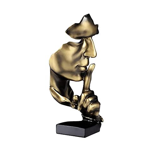 Image of CHSG Handcrafted Silence Is Gold Thinker Statue, Work Of Art Modern And Simple Resin Things, Desk Abstract Figurine Sculptures For Entrance, Creative Room Home, Office Study
