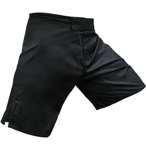 Image of Meister Elite Flex Fighter Board Shorts for MMA Training and Gym Workouts - Blank No Logo - Black - Large (34-35)