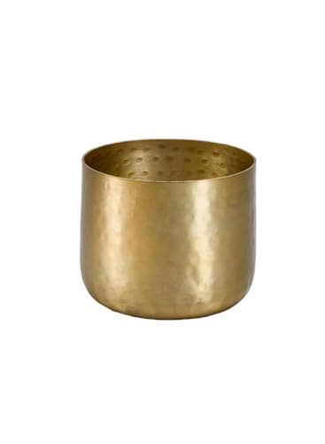 Image of Serene Spaces Living Antique Brass Look Gold Hammered Pots, Indoor Planter Pot, Decorative Accent for Potted Plants, Gold Flower Vase for Wedding or Event Centerpiece, Small (Pack of 1)