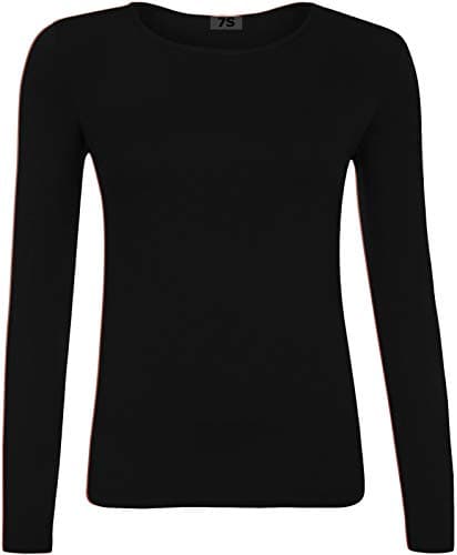 Image of GUBA® Girls T Shirt Long Sleeve Top Kids Plain Basic Uniform T-Shirt Crew Neck Tee Size 5-13 Years (7-8 Years, Black)