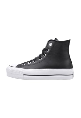 Image of Converse Chuck Taylor All Star Lift Clean Leather Hi Trainers Women Black - 4.5 UK - Hi Top Trainers Shoes