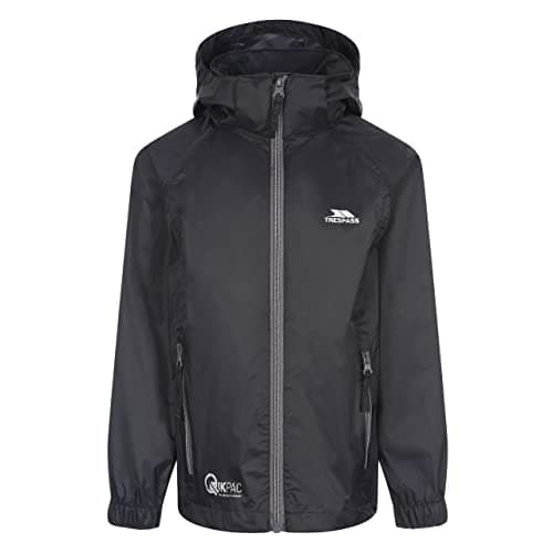 Image of Trespass Kids Waterproof Jacket Qikpac X - Wind Resistant Lightweight Breathable Rain Coat, Boys Girls Foldable Packaway Jacket, Children's Unisex Shell Jacket for School Walking Travelling