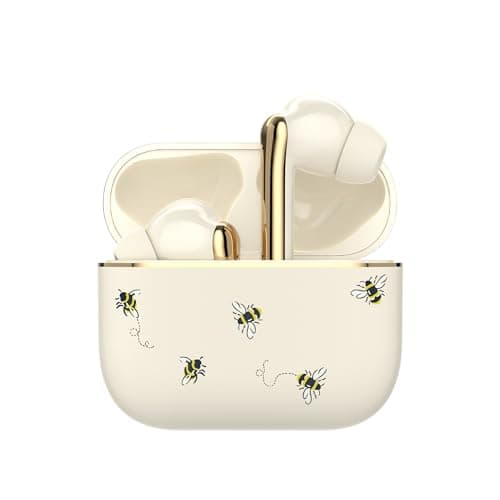 Image of Cath Kidston TWS Wireless Earbuds by VQ - Skylark Wireless Earphones with Bluetooth 5.3, HD Mic & ENC Noise Cancelling - 40H Backup Rechargeable Ear buds Compatible with iOS & Android - Bees