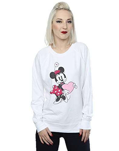 Image of Disney Women's Minnie Mouse Love Heart Sweatshirt White Small
