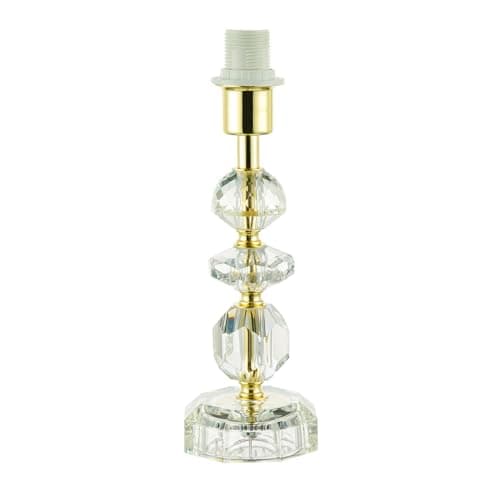Image of Happy Homewares Modern Chic Clear K9 Crystal Glass Table Lamp with Polished Gold Base with Faceted Moulds | 1 x E14 7w Maximum | 26cm Height