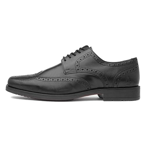 Image of Hush Puppies Men's Brace Brogue School Uniform Shoe, Black, 9 UK