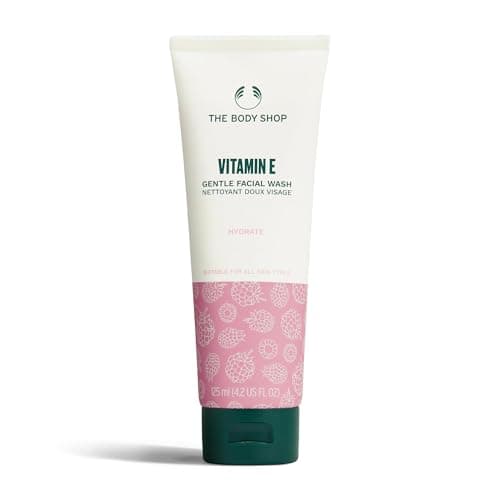 Image of The Body Shop Vitamin E Gentle Face Wash (1x 125ml), Foaming Cleanser for All Skin Types, Creamy Daily Facial Wash, Removes Impurities & Makeup, Enriched with Vitamin E & Raspberry Seed Oil