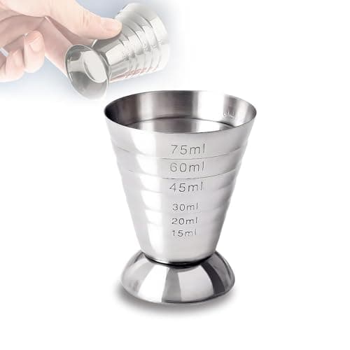 Image of 75ml Jigger Bar Craft Dual Spirit Measure Cup Stainless Steel Bar Measuring Cup Multifunction Wine Cocktail Bartender Ounce Cup Bar for Outdoor Indoor Party Silver