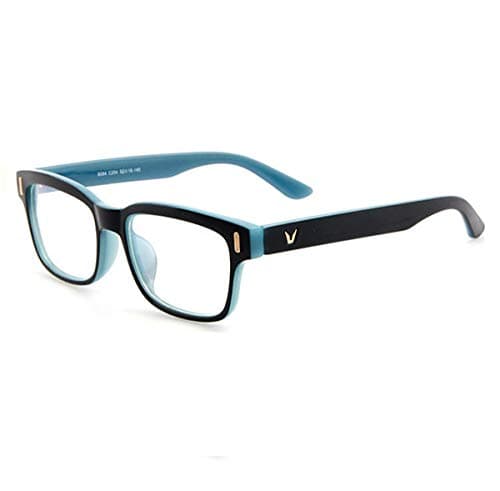 Image of voso Blue Light Blocking Glasses Anti Glare Computer Gaming TV Anti UV Radial Reflex Filter Eyewear Eyeglasses (Black&Blue Frame + White Lens)