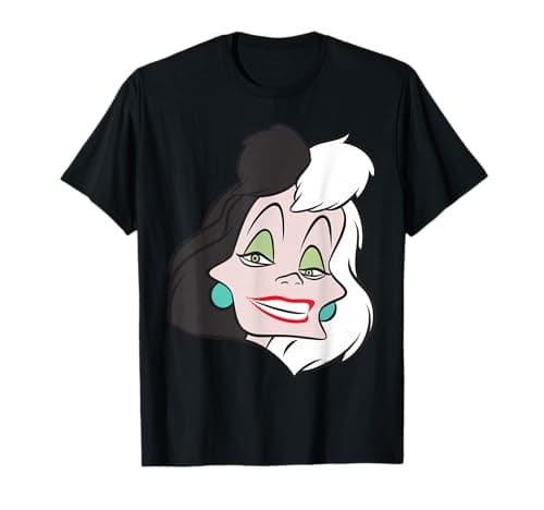 Image of Disney Villains Cruella De Vil Fashionable Big Face Costume T-Shirt