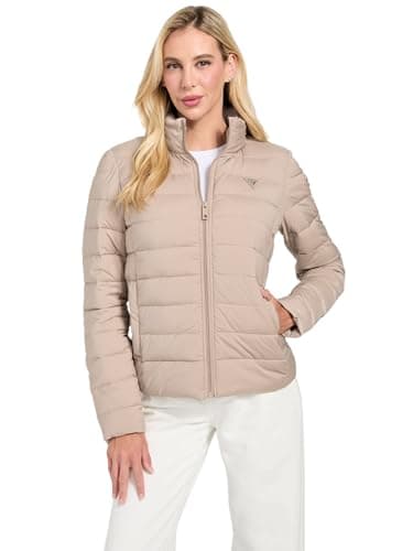 Image of GUESS Womens Solid Heavy Diann Puffer Jacket, Summer Clay, S