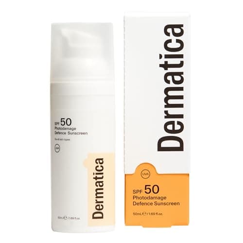 Image of Dermatica SPF 50 Photodamage Defence Sunscreen | Anti-Ageing and Anti-Wrinkle I Fast Absorbing Lightweight Cream | Fragrance Free (50ml)
