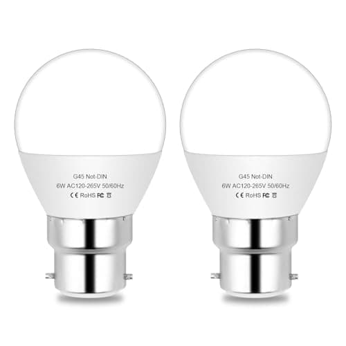 Image of BROLSKUN B22 Bayonet LED 6W Golf Ball 60W Equivalent Warm White B22 Small LED Light Bulbs Bayonet Fitting Compact Size Desk Lamp Bedroom Lights 220V Non-dimmable (2 Pack)