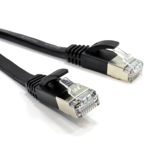 Image of kenable Flat Cat6A S/STP Shielded Ethernet Cable RJ45 Network LAN Lead 500MHz 10 Gigabit 32AWG Pure Copper 5m Black