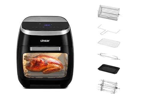 Image of Linsar - Air Fryer Oven with Rotisserie - 11l Mini Oven - Airfryer with Digital LED Display - Rotisserie Rack and Kebab Stick - Adjustable Temperature up to 200°C - 8 pre-programmed Settings - 2000W