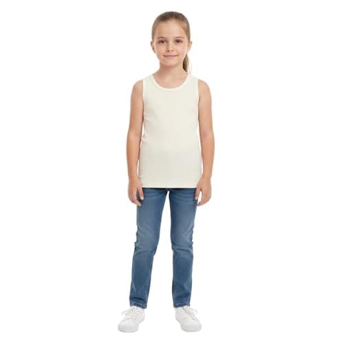 Image of A2Z 4 Kids Girls Ribbed Vest Top 100% Cotton Stylish Top Summer Comfortable Fashion - Vest 002 Cream 11-12