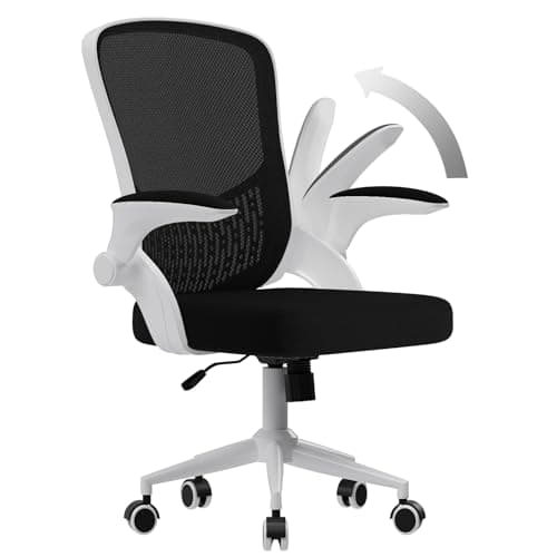 Image of naspaluro Computer Desk Chair, Ergonomic Office Chairs with Flip-up Armrests, Mid-Back Mesh Chair with Lumbar Support, Home Office Chair-Black Office Chair