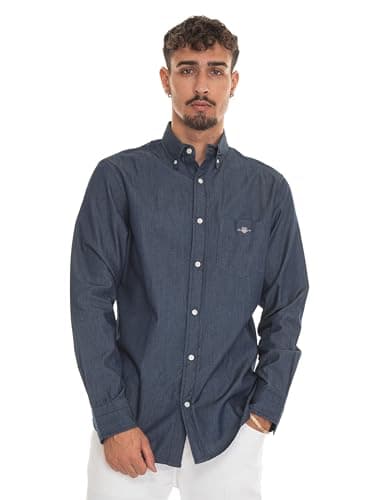 Image of GANT Mens Regular Fit Indigo Shirt 3000400 Dark Indigo (M)