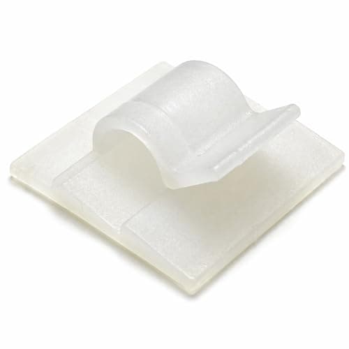 Image of White Self-Adhesive Cable Clips 5mm, 50 Pack Wire Holder Clips for Cable Management, Sticky Cable Tidy Clips for Desk, Wall, Office, TV, Ethernet, USB and Charger Leads