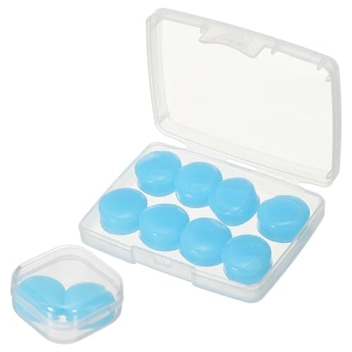 Image of YELARXI Silicone Earplugs, 27 Db Noise Cancelling Sleeping Ear Plugs Soft Reusable Moldable with Case for Swimming Travel Snoring Concerts Airplane Shooting Range (10 Pack, Blue)