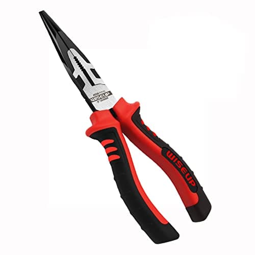 Image of WISEUP Professional Long Nose Pliers, Industrial CR-V 200mm Pliers, Non-slip Rust-proof Flat Nose Pliers, Ergonomic Handle Long Nose Pliers, Multi-functional Needle-nose Pliers (200MM)