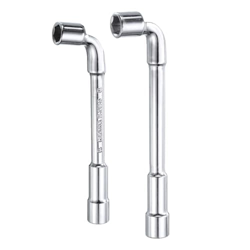 Image of sourcing map 2pcs L Shaped Angled Hex Socket Wrench 10mm 11mm High Carbon Steel Double Ended Metric 6 Point Tubular Socket Spanner for General Repairing, Pipeline, Bicycle Car Maintenance