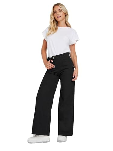Image of PixieGirl Petite Black Cotton Wide Leg Jeans Petite