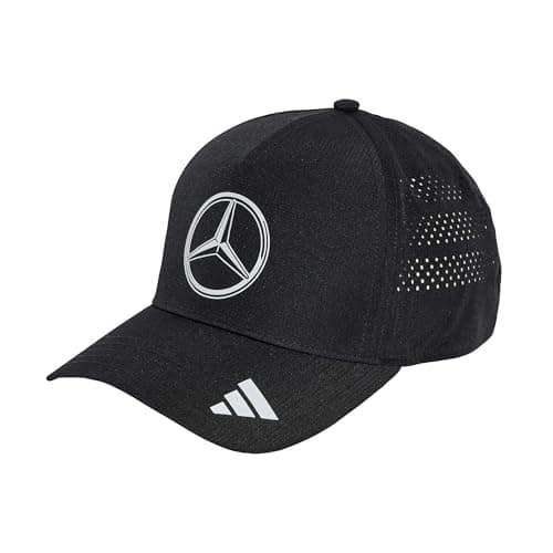 Image of adidas Unisex Mercedes - AMG Petronas Formula ONE Team Mechanics Climacool Trucker Cap, Black/Reflective Silver, S
