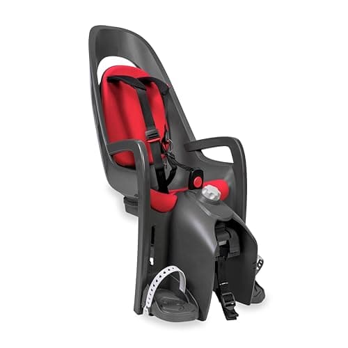 Image of Hamax Caress Kids Childs Bike Bicycle Seat with Carrier Adapter Dark Grey/Red