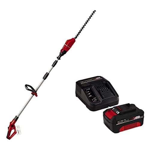 Image of Einhell Power X-Change 18V Cordless Long Reach Hedge Trimmer with Battery and Fast Charger - Lightweight Telescopic Hedge-Cutter with Extendable Pole - GE-HH 18/45 Li T Pole Hedge Trimmer